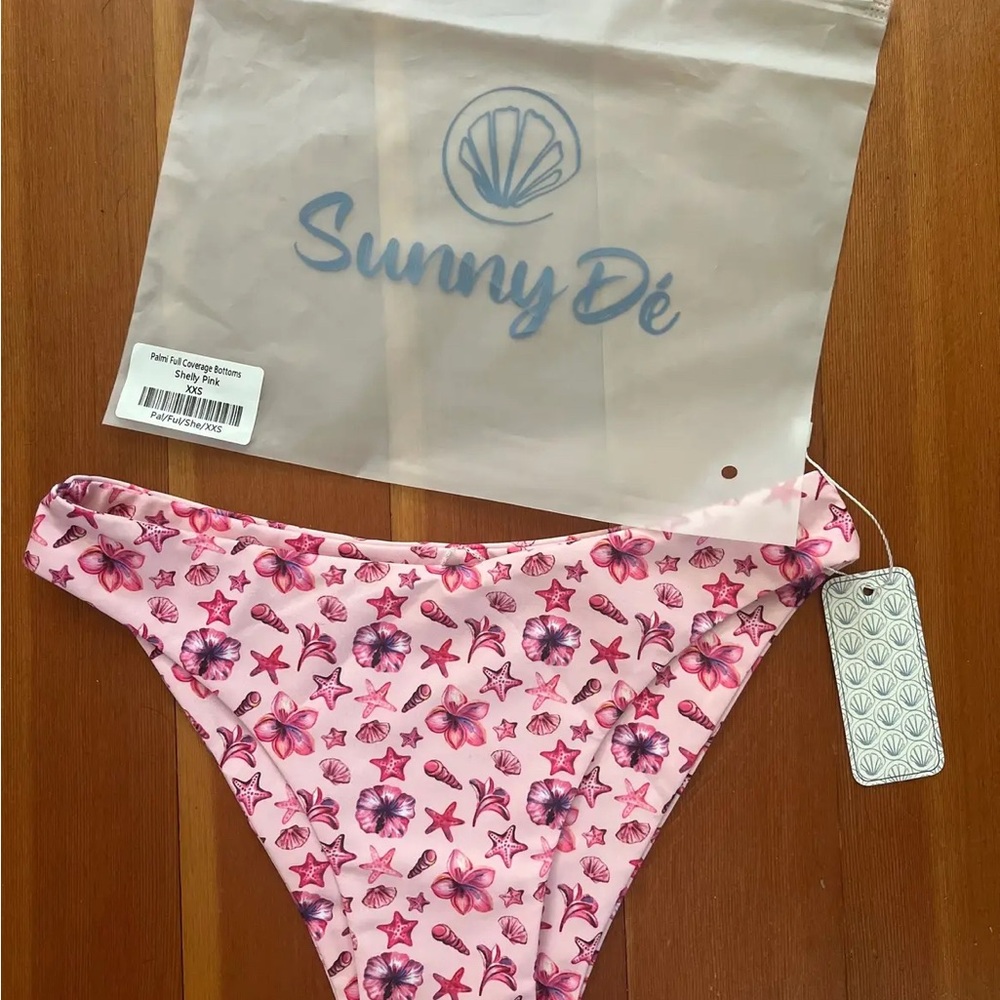 Sunny Co Pink and Red Floral Bikini Bottom